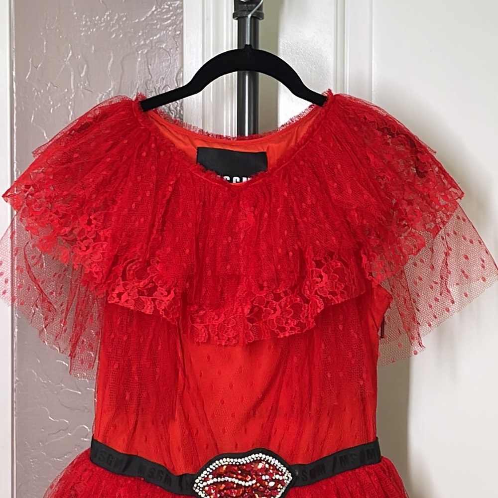 MSGM Layered Tulle Mini Dress Red Size 42/8 - Picture 4 of 15